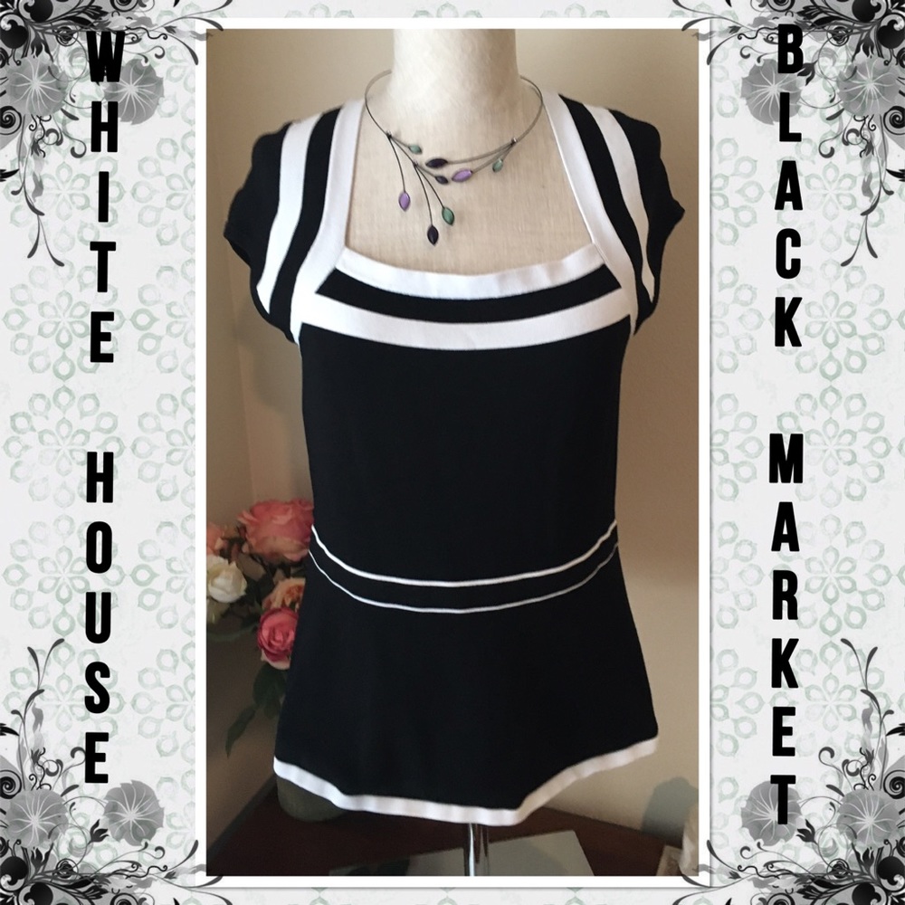 WHBM knit black & white top